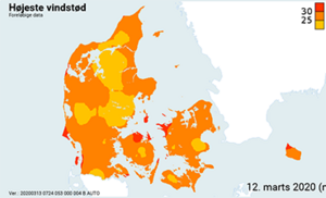 Lauras højeste vindstød