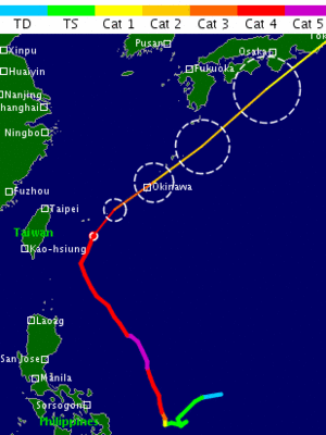 Tyfonens bane mod Japan