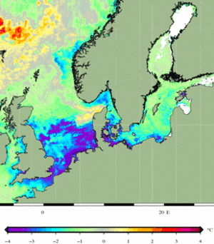 Havtemperaturerne omkring Danmark den 10. april 2013