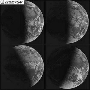 Jordens nat og dag set fra rummet