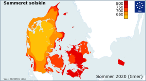 Solskinsmængde for sommeren 2020