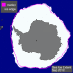 Isudbredelsen omkring Antarktis i september 