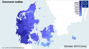 Nedbørssum for oktober