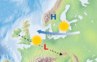 Vejrkort der illustrerer Påskeøsten