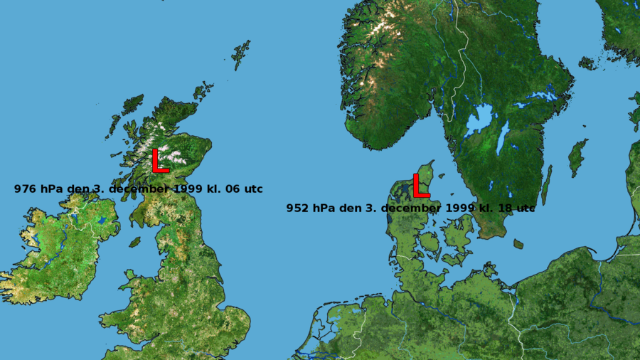 Decemberorkanens overgang fra et relativt uskyldigt lavtryk til en fuldblodsorkan