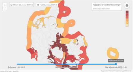 Klimaatlas - overskridelse af vandstandsvarsler