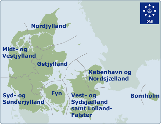 Kort over regionerne i Danmark