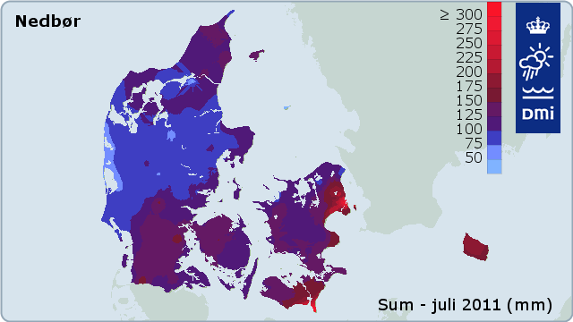 Sum af nedbør juli 2011