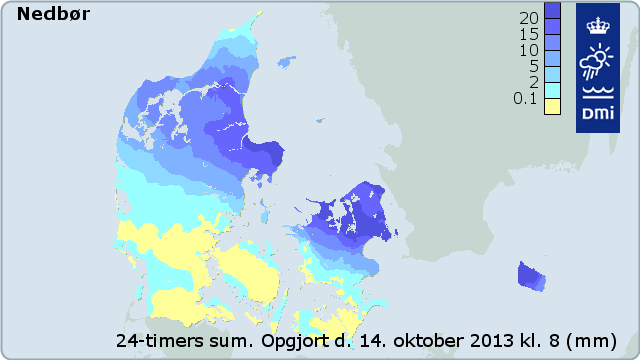 Nedbørsgrafik Danmark 