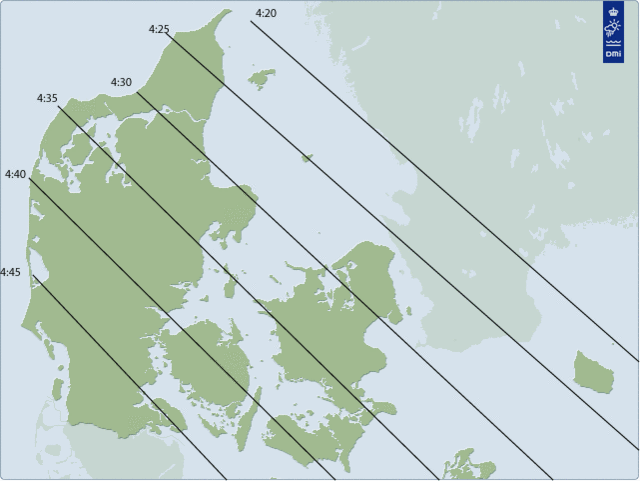 Progression af solopgang over Danmark