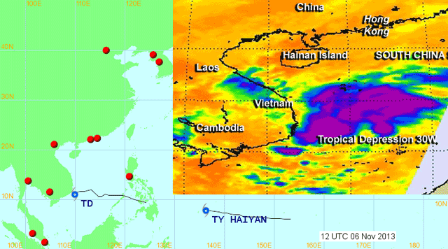 Tre tropiske cykloner omkring Vietnam