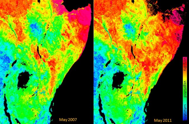 Satellitbillede over tørke i Afrika