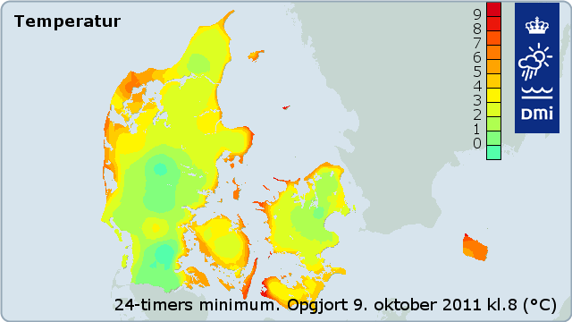 Minimumstemperaturer i Danmark 