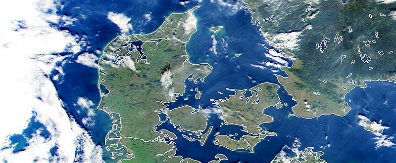 Satellitbillede af Danmark