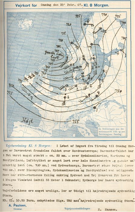 Vejrkort fra 1907