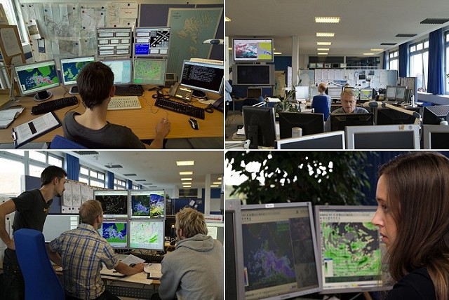 Fire billeder af meteorologernes arbejdsplads