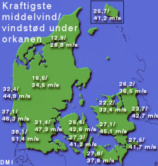 Kraftigste vindstød under orkanen