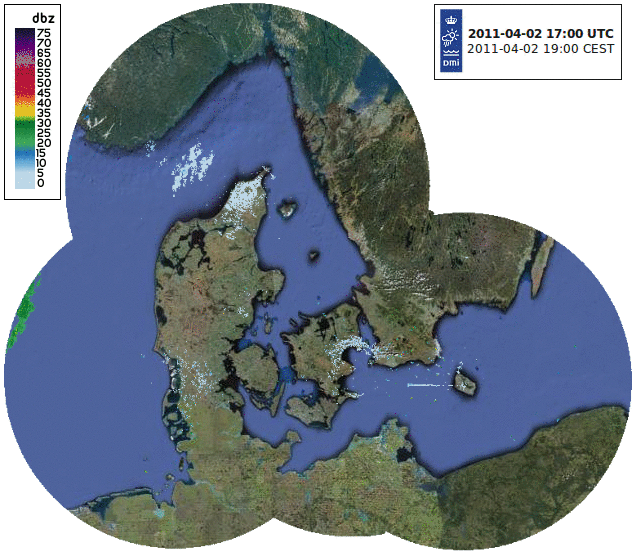 Radaranimation over Danmark
