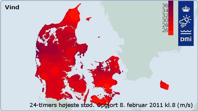 Vindstødskort over Danmark