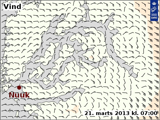 Et af de nye, detaljerede kort i Fjordvind baseret på harmonie vejrmodel.