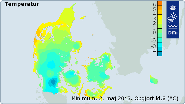 Temperatur 2. maj 2013 Flyvestation Skrydstrup i Syd- og Sønderjylland