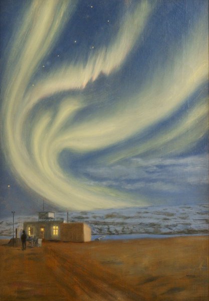 Harald Moltke maleri af nordlyset