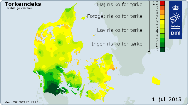 Tørkeindeks den 1. juli 2013