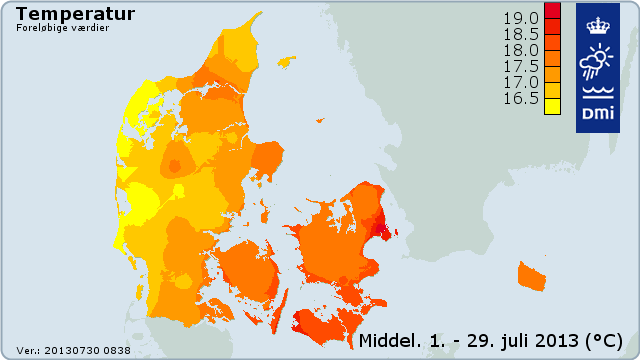 temperaturkort 1. til 29. juli 2013