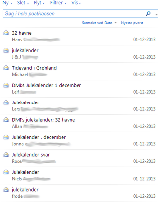 Udpluk af inboxen. Udpluk af inboxen.