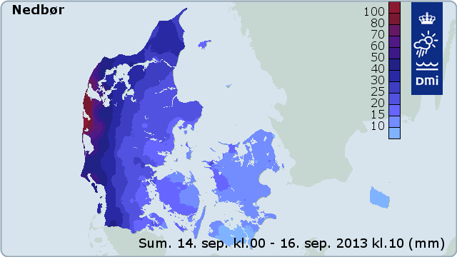Nedbør 14-16 september 2013