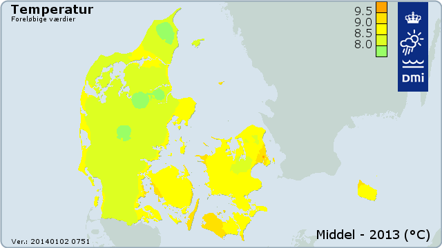 Temperaturen i Danmark 2013