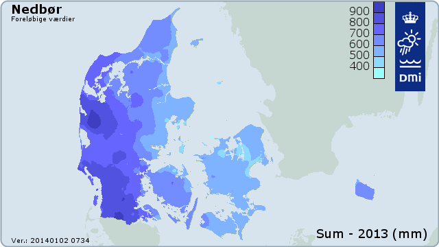 Nedbøren i Danmark 2013