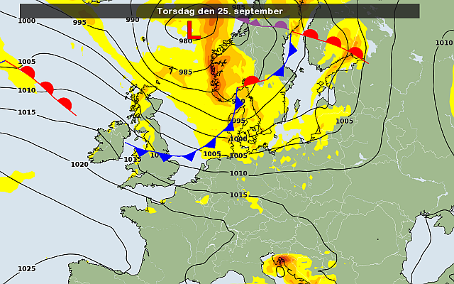 prognose torsdag den 25. september