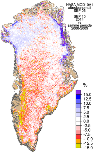 Anomali af reflektiviteten af Grønlands indlandsis (albedoen)