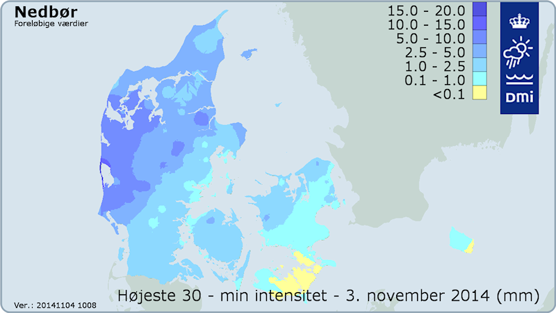 De højeste intensiteter på 30 minutter mandag den 3. november