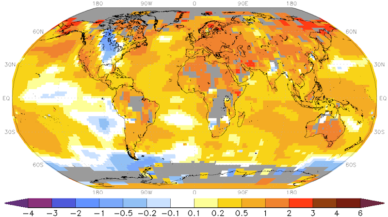 Globale temperatur fra november '13 til oktober '14