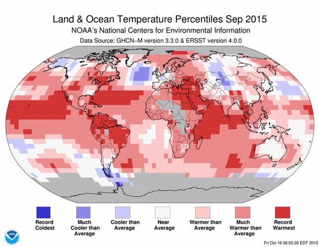 Grafikken viser, hvor varm september 2015 var i forhold til andre september-måneder.