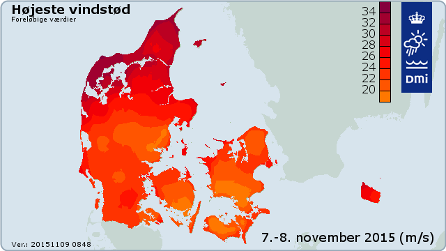 Højeste vindstød Højeste vindstød