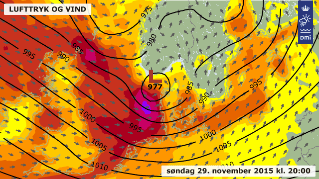 Prognosen for stormen Gorm.