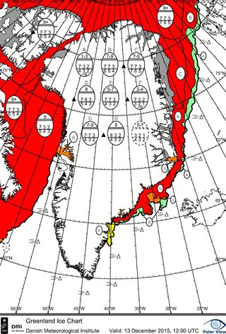 Kort over istyper i Grønlands farvand