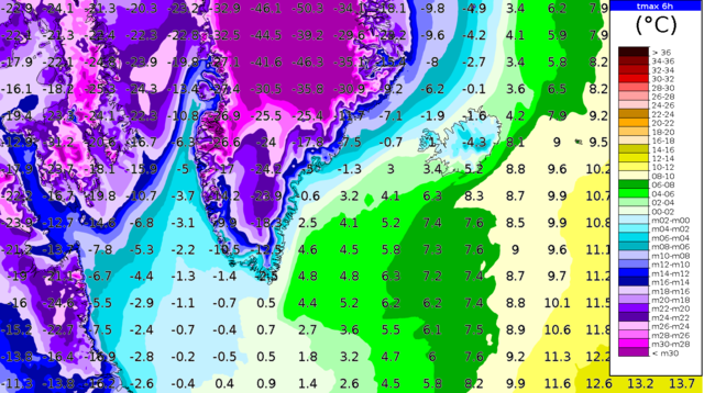 Temperaturen i Grønland