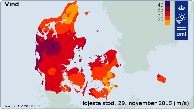 Vindstød fra Gorm: den regionale kategori 3-begivenhed 29. november 2015. Vindstød fra Gorm: den regionale kategori 3-begivenhed 29. november 2015.