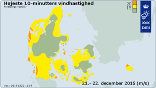 Højeste middelvind Højeste middelvind