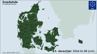 Snedybdekort over Danmark. Snedybdekort over Danmark.