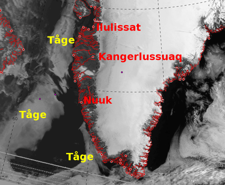 Satellitbilleder over Sydgrønland