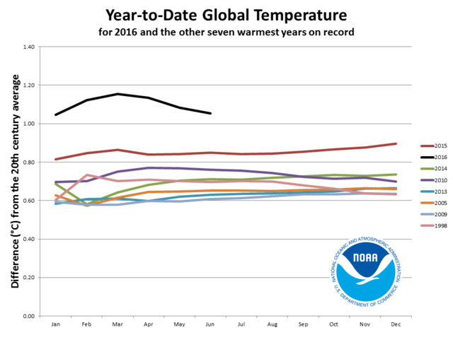 Graf over global temperatur for hver måned