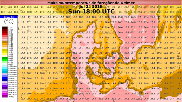 Temperaturkort over Danmark