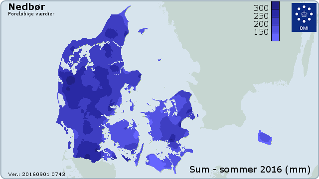 Nedbørskort over Danmark