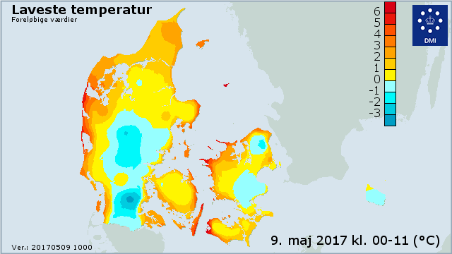 Figur med nattens temperaturer