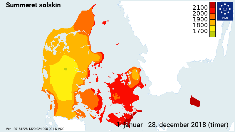 Årets solskin fordelt over landet